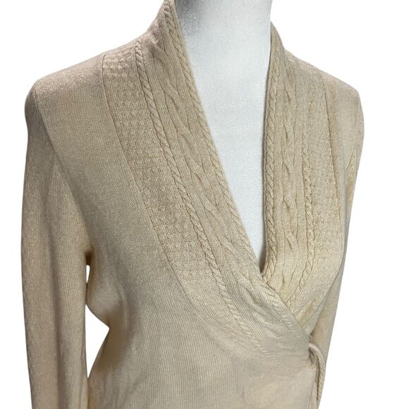 Lilly Pulitzer Light Cream Wrap Cardigan with Side Tie - Picture 3 of 6